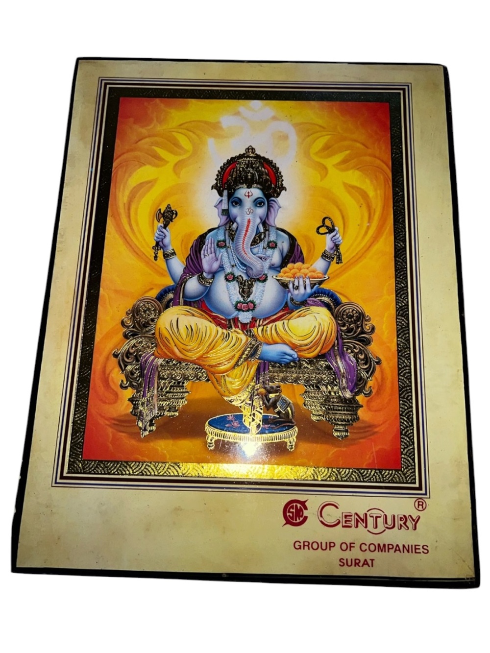 Vintage Century Hindu Ganesha Wall Art Print in Yellow and Orange 10” x 13”